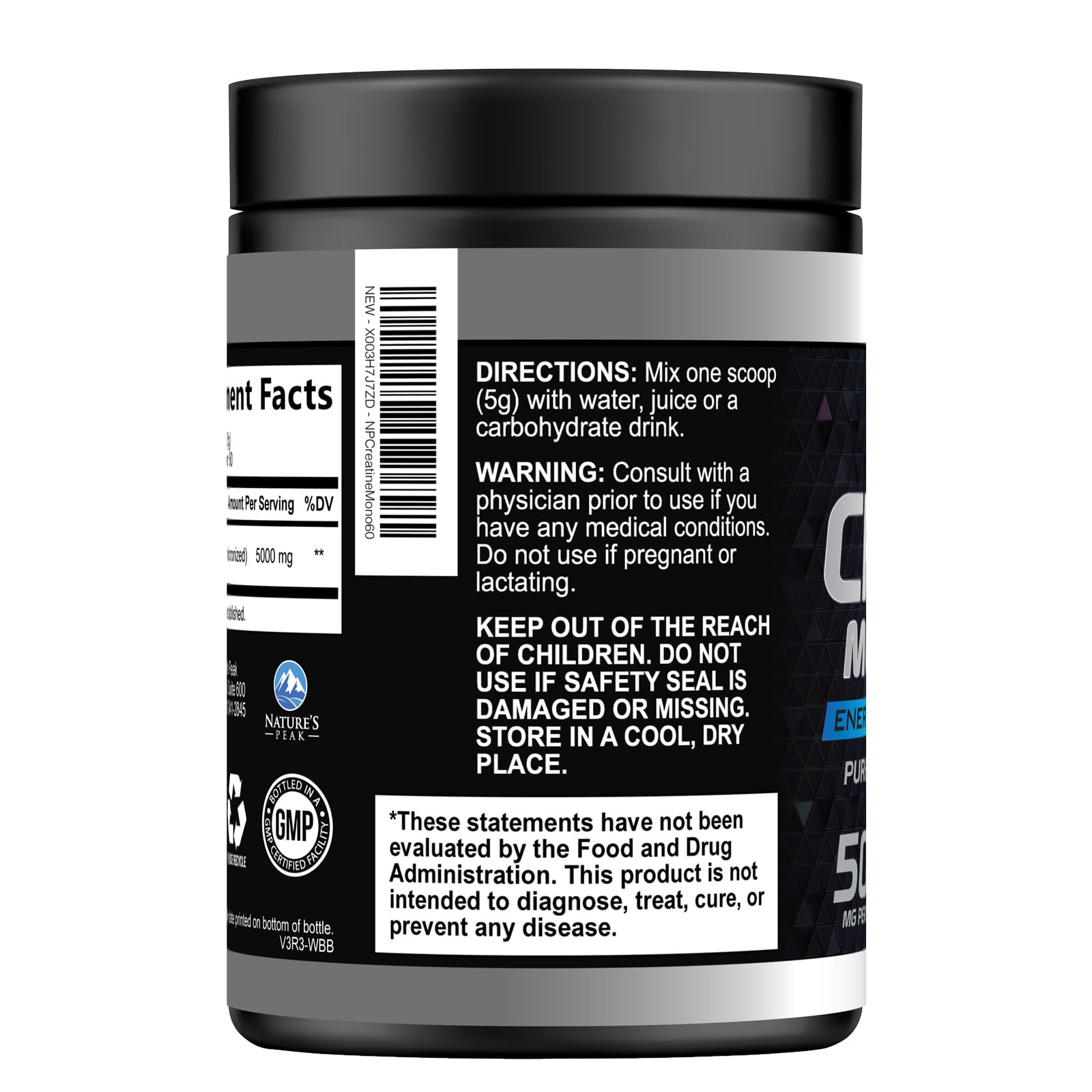 Creatine Monohydrate Powder 5000mg - Pure Micronized Creatine Mono 5G Nutritional Supplement - Pre Workout for Energy & Muscle Support for Men and Women, Unflavored, Bottled in USA - 60 Servings — Amazon image 8