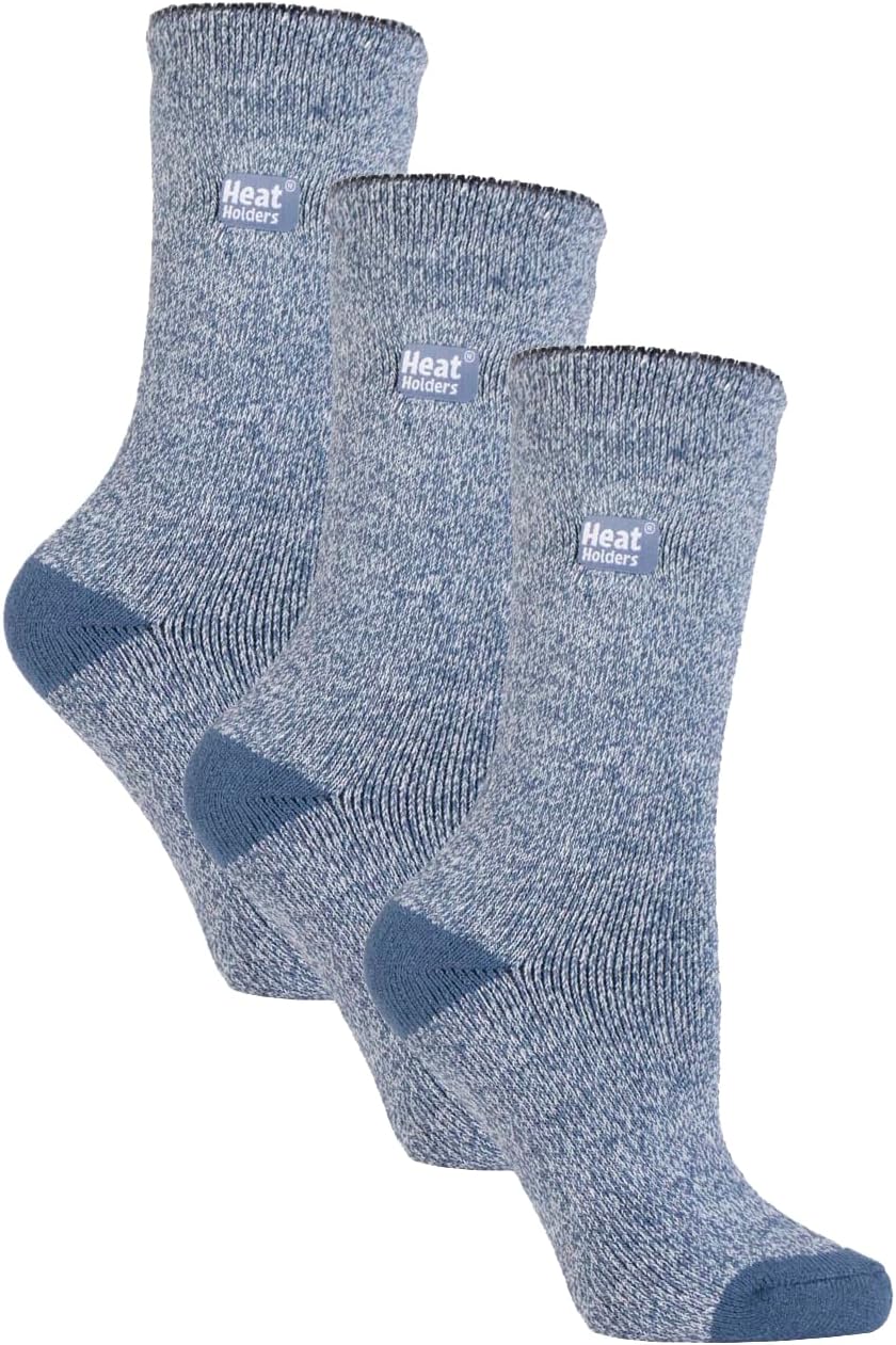 HEAT HOLDERS Lite - 3 Pairs Winter Thermal Socks for Women | Thin & Warm Socks (5-9, Denim)