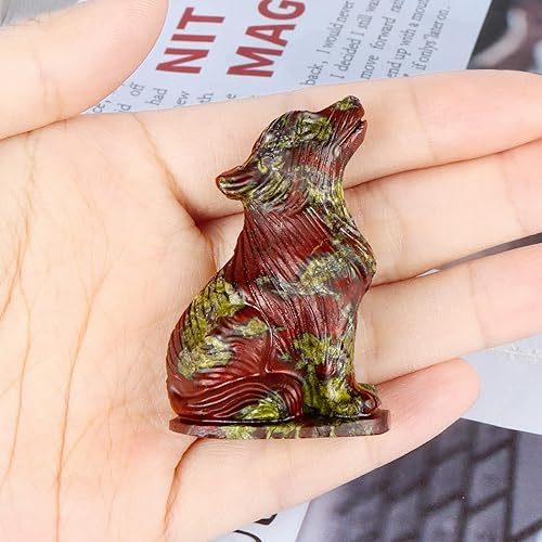 Miniatura 4 de Artistone Estatua y figura de lobo de cristal de dragón de 2.0 pulgadas, tallada a mano, piedra de lobo curativa, esculturas de animales para