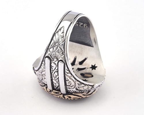 Miniatura 4 de Custom Personalized Letter Ring, Beautiful Handcrafted Personalized 925K Solid Sterling Silver Onyx Stone Men's Ring RP77