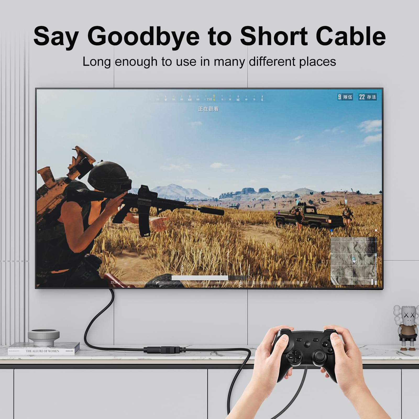 Kabel przedłużający USB 3.0 4,6 m, kabel przedłużający USB 3.0 High Speed 4,6 m, typ A męski na żeński A (czarny, 4,6 m)