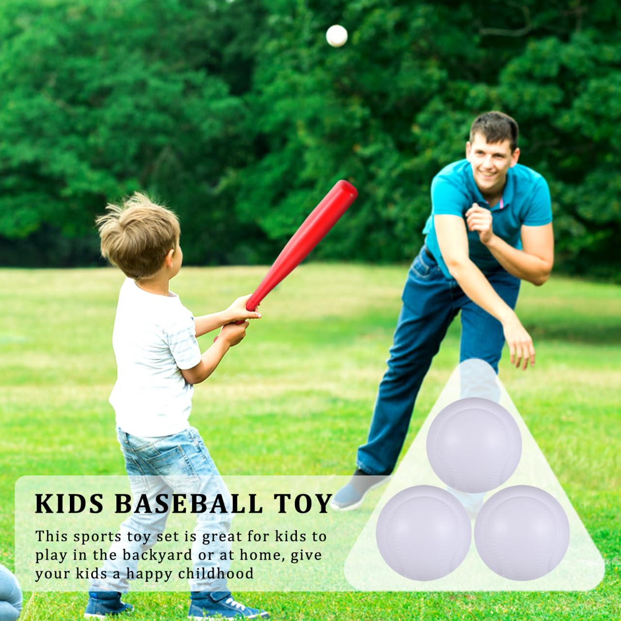 WOONEKY 6-Teiliges Kinder-Baseballset Mit 3 Baseballschlägern Und 3 Bällen Für Outdoor-Sport Und Eltern-Kind-Spiel Für Kleinkinder Zum Üben Und Spielen