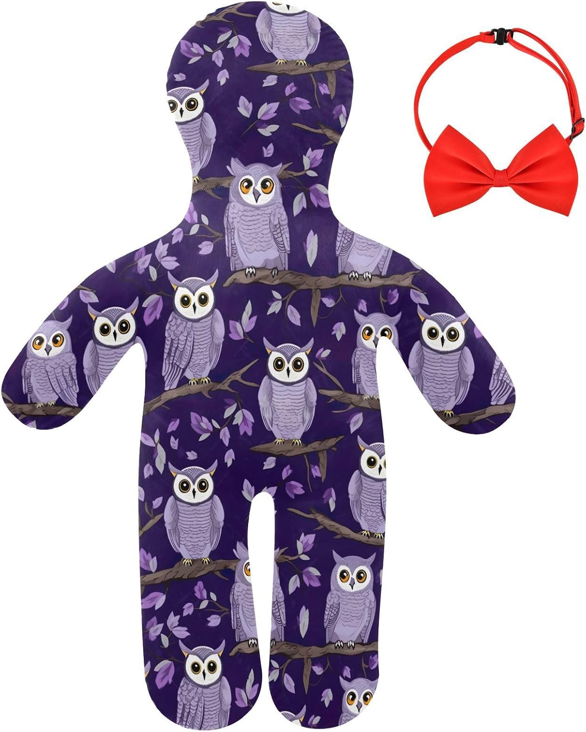 Purple Owls Human-Shaped Pillow Soft Body Pillows Washable Velvet Pillows for Anxiety Relief Sleeping Cuddling & Support