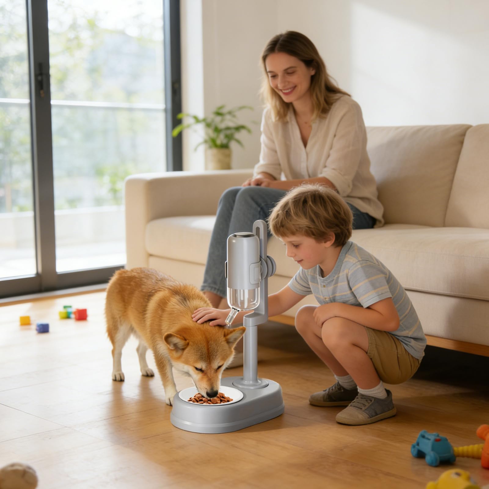 Dispensador Automático De Agua Para Mascotas Bebedero Con Altura Ajustable | Bebedero Antigoteo En Vertical De 75cl Con Base Para Perros para Hámster Ardilla y Erizo