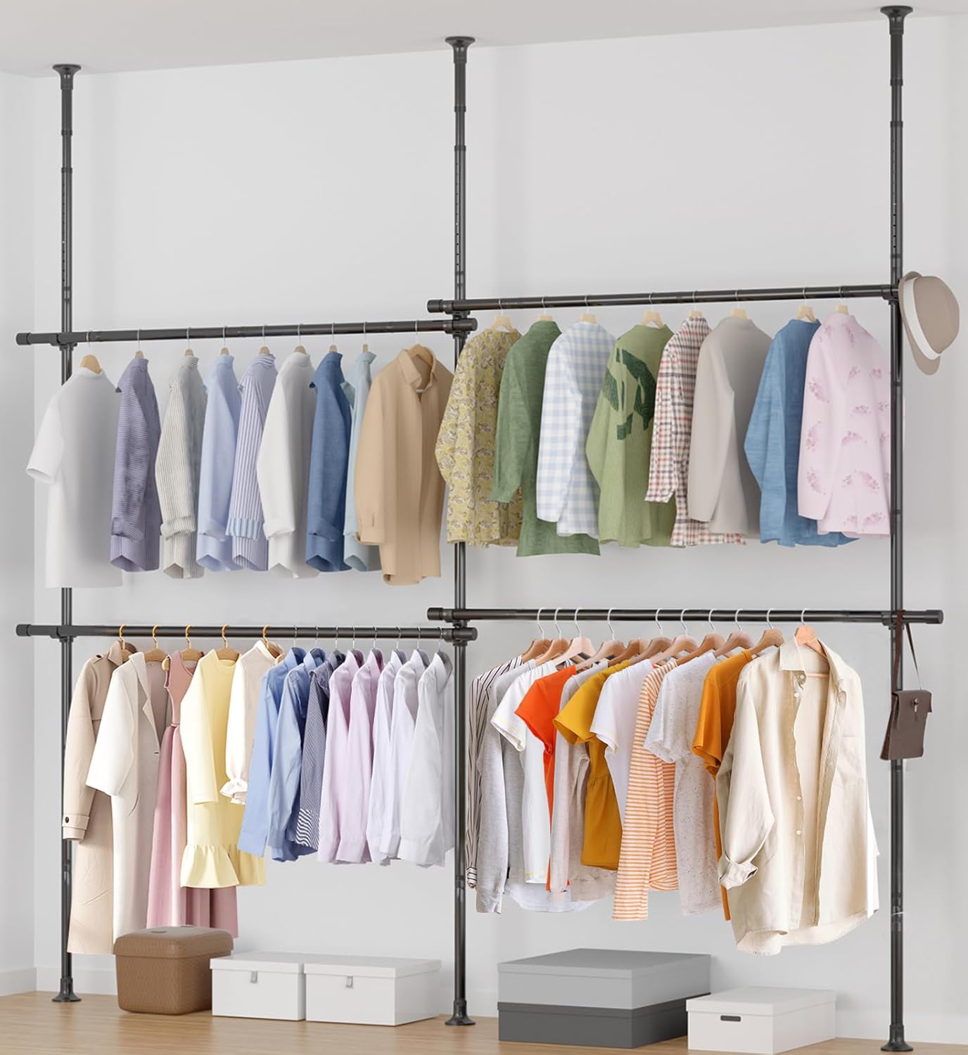 Closet Organizer Clothes Rack, Heavy Duty 4Tier Adjustable