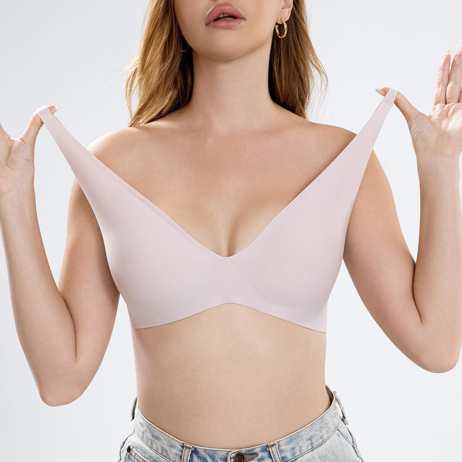 Wireless Bras for Women Deep V Design Flexible Soft Bralette Seamless T Shirt Supportive Bra No Underwire - Image 5