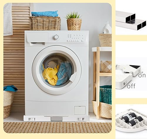 Miniatura 6 de Base de soporte para lavadora, soporte para refrigerador, base de rodillo móvil para lavadora, secadora, refrigerador, pedestal de lavandería (H