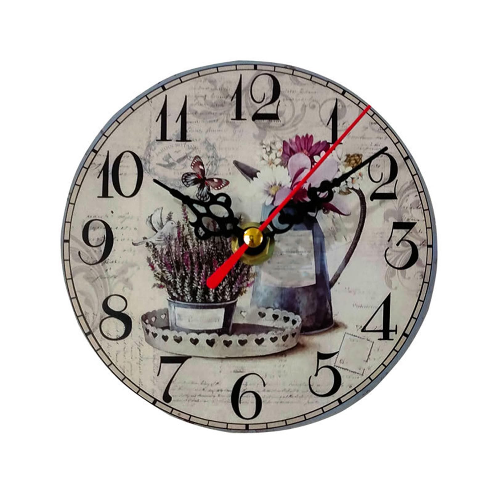 TUOYIBO Round Clock, Silent Movement Round Wall Wall Clock, 4.8 Inch Frameless Density Board Clock, Home Decoration Wall Clock