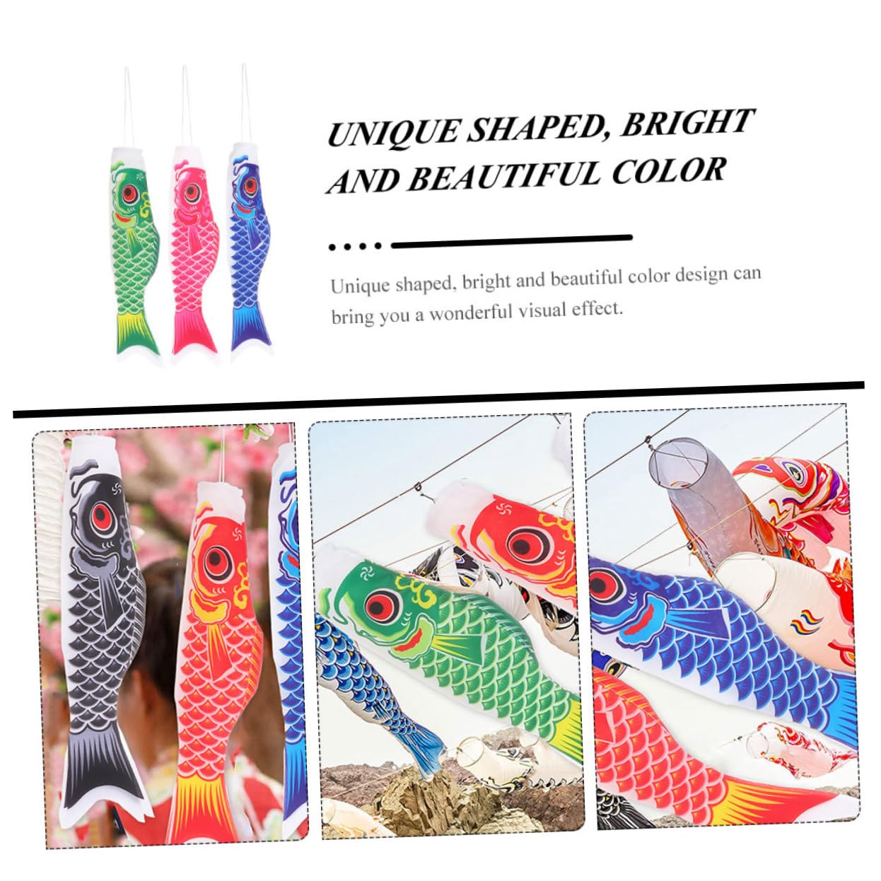 GALPADA 12 Stck. Teiliges Karpfen Windsack Japanische Gartendeko Hängend Outdoor Windfahne Robust Bunte Koi Fisch Windrichtung Flagge Für Garten Terrasse Party Zufällige