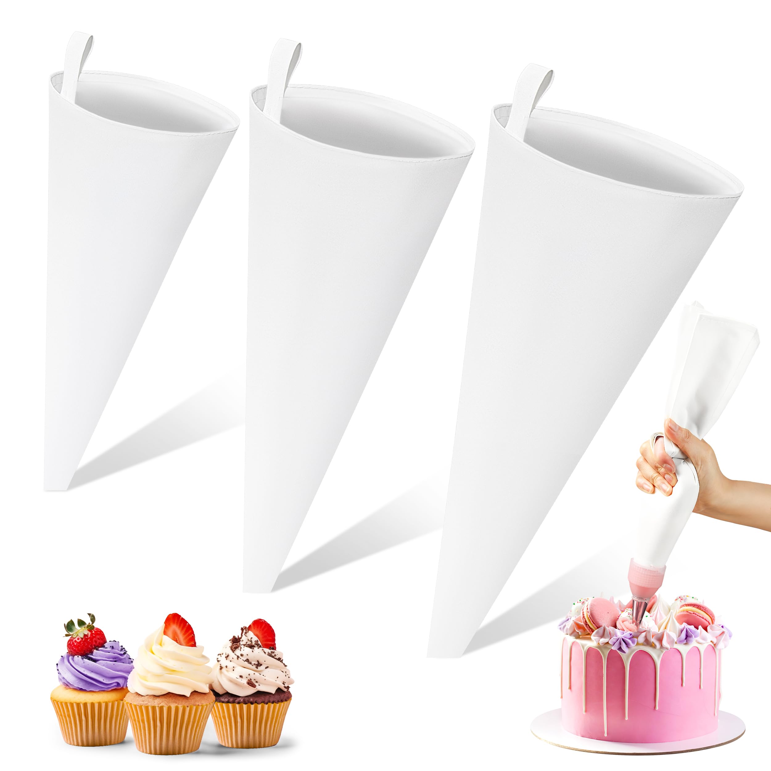 Heveer Professional Icing Bag Reusable Cream Icing Bag 37/31/27 cm Pack of 3 Cotton for Decorating Pastry Cakes
