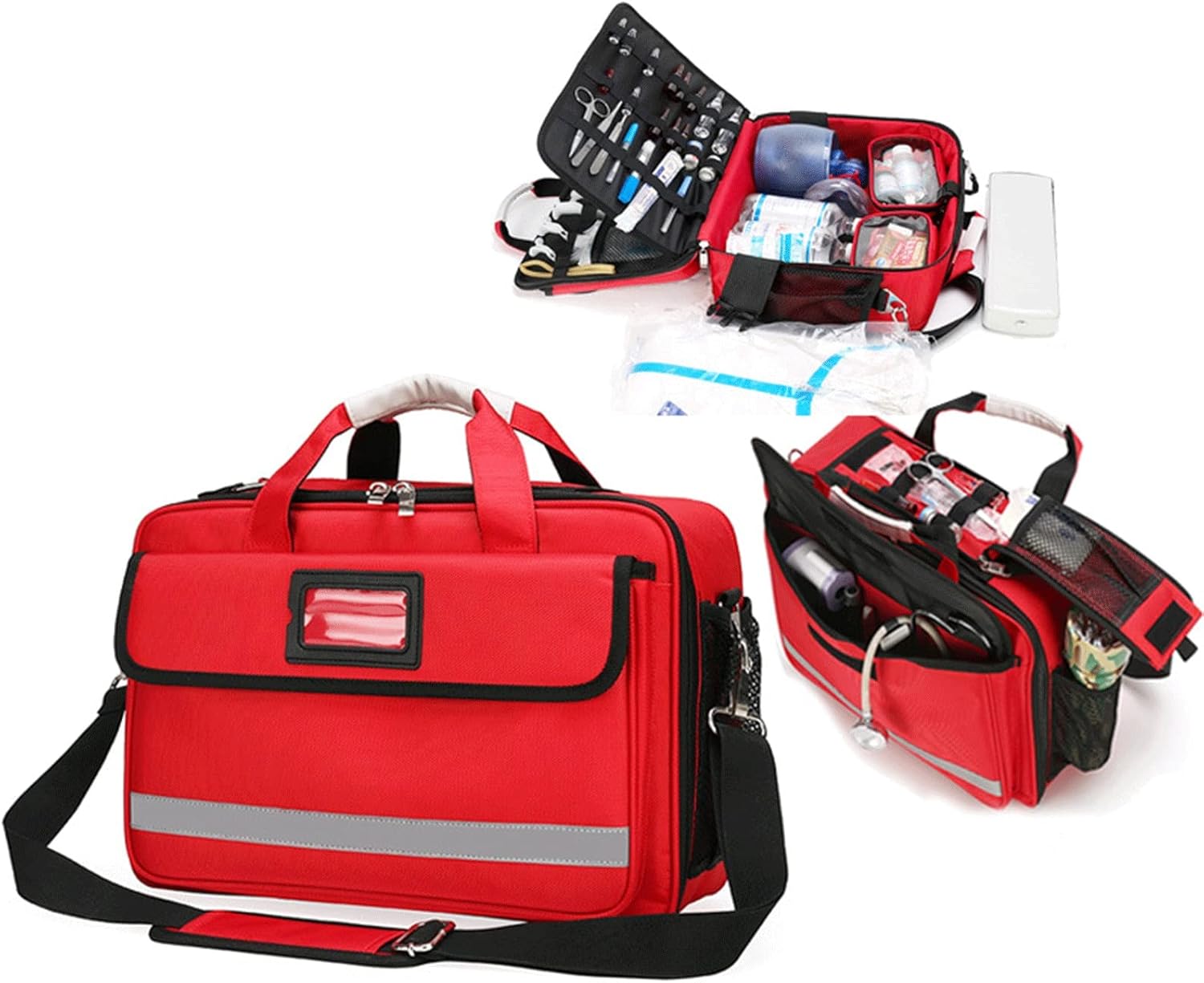 Emergency Trauma Bag, Professional First Responder Portable Medicine Empty Storage with Multiple Pockets for Medical Supplies