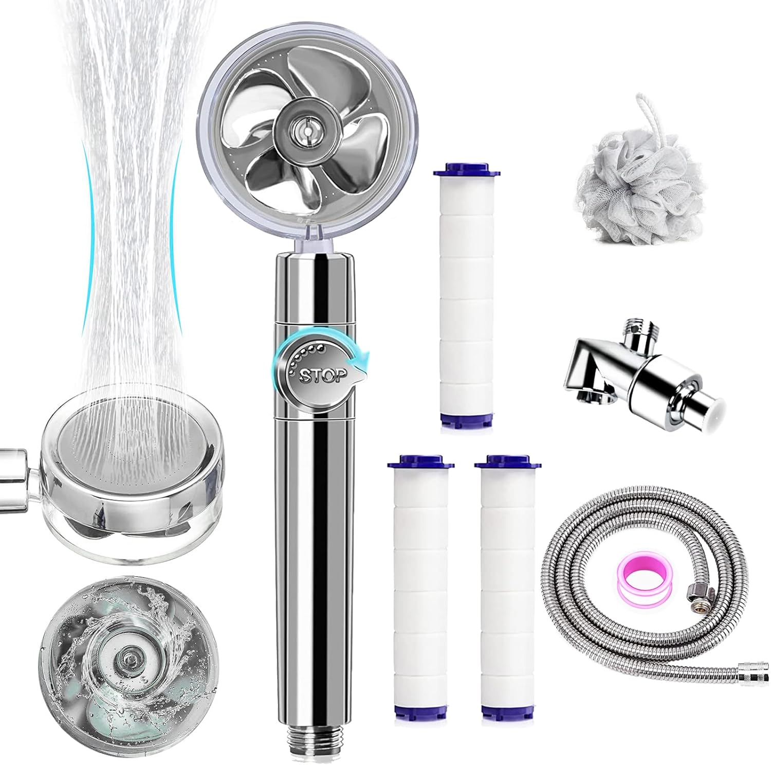 Besititli Turbocharged Handheld Shower Head, High Pressure Water Saving