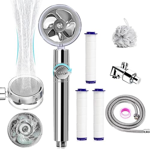 Besititli Cabezal de ducha de mano turbocargado, cabezal de ducha de mano de alta presión con ahorro de agua, cabezal de ducha con filtros, cabezal