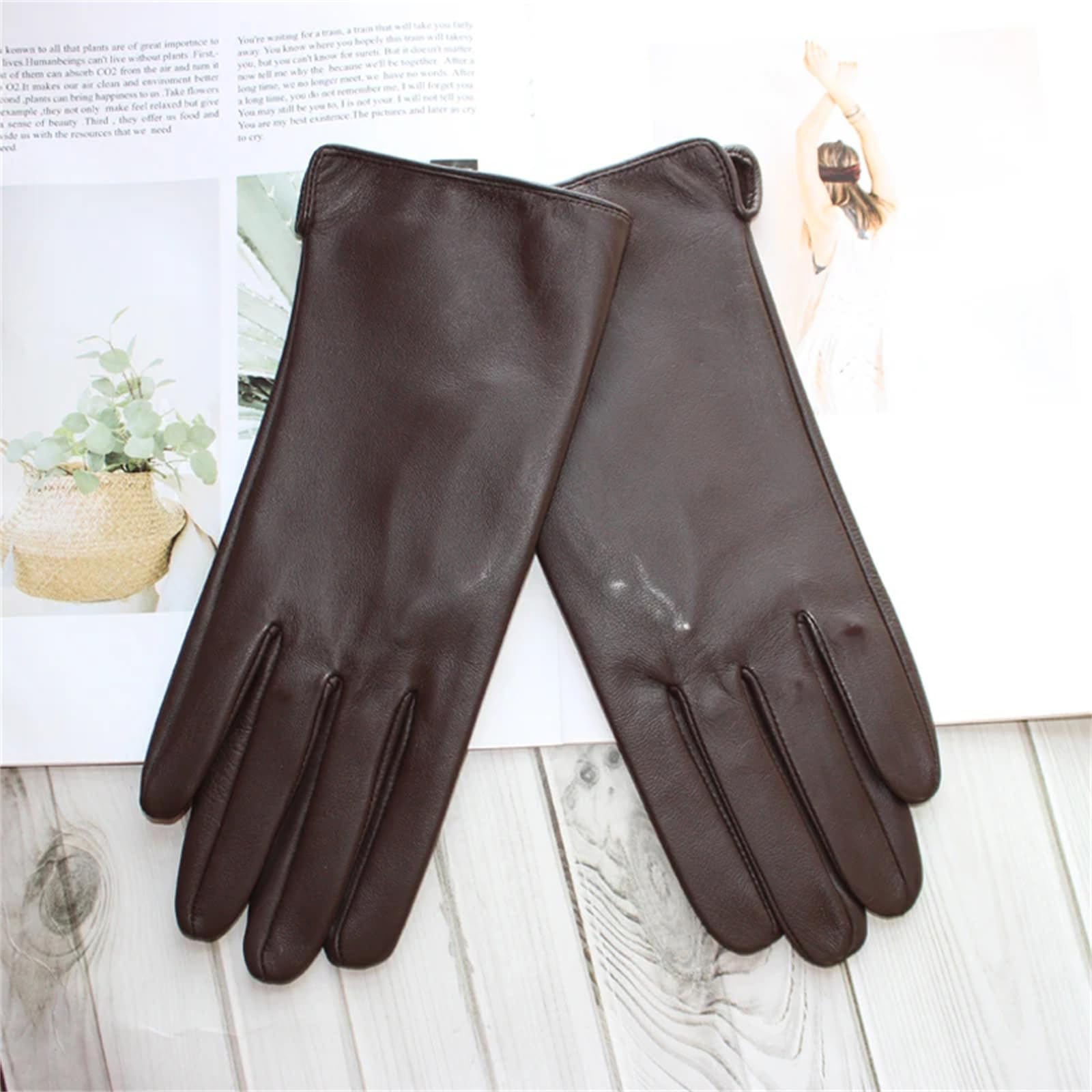Mnjyihy Gants En Peau De Mouton Pour Femmes En Cuir Simple Fins Sans Doublure Classiques Solides Polyvalents Pour La Conduite