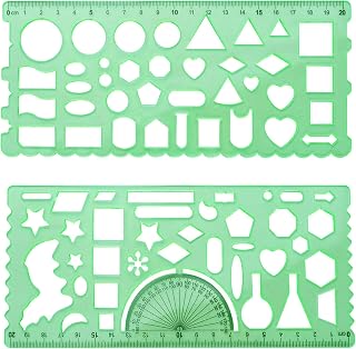 2pcs Plastic Drawing Templates Geometric Rulers Polygon Triangle Circle Painting Pattern for Office and School
