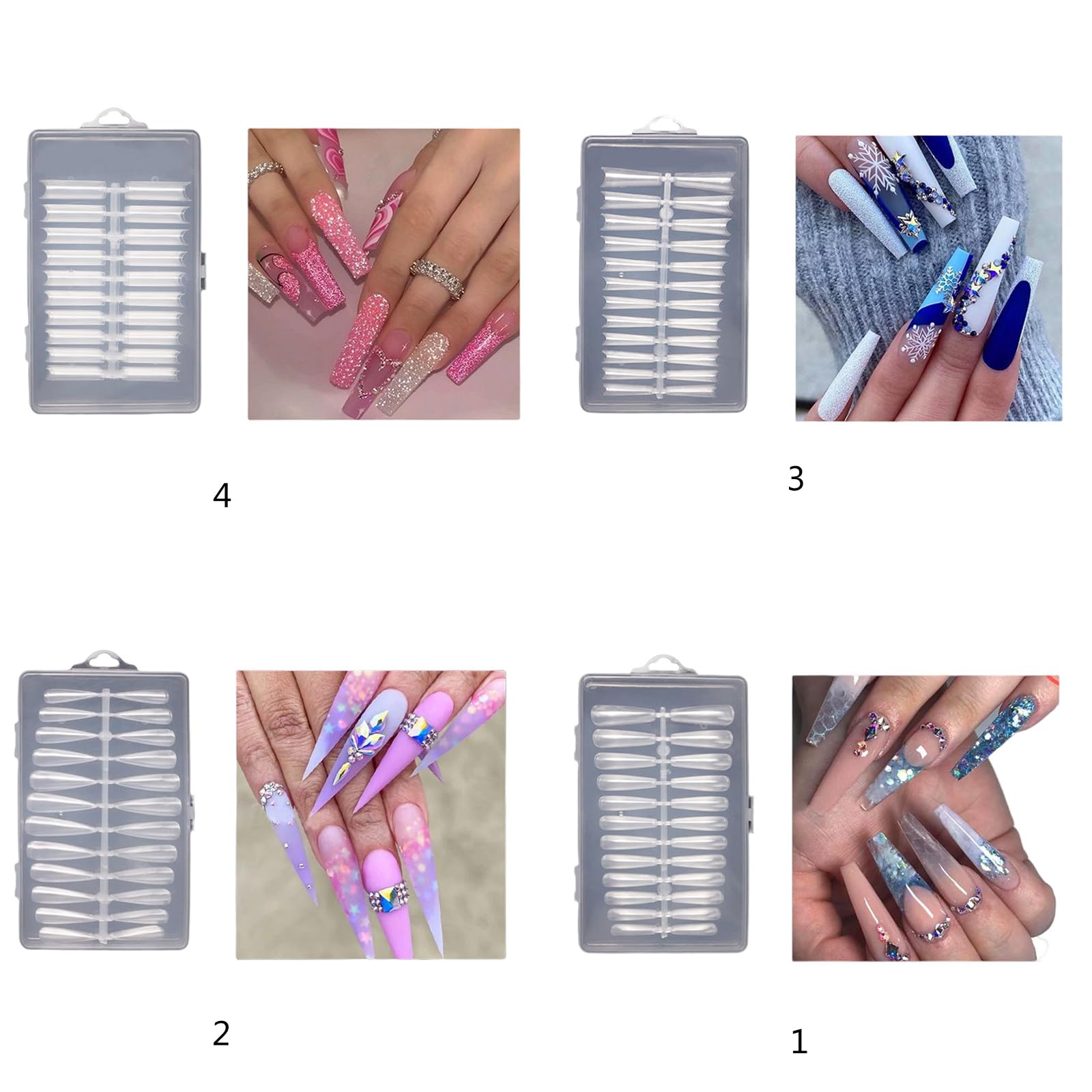 Amazon.co.jp: 240x/セットロングクリアネイルチップエクストラロング