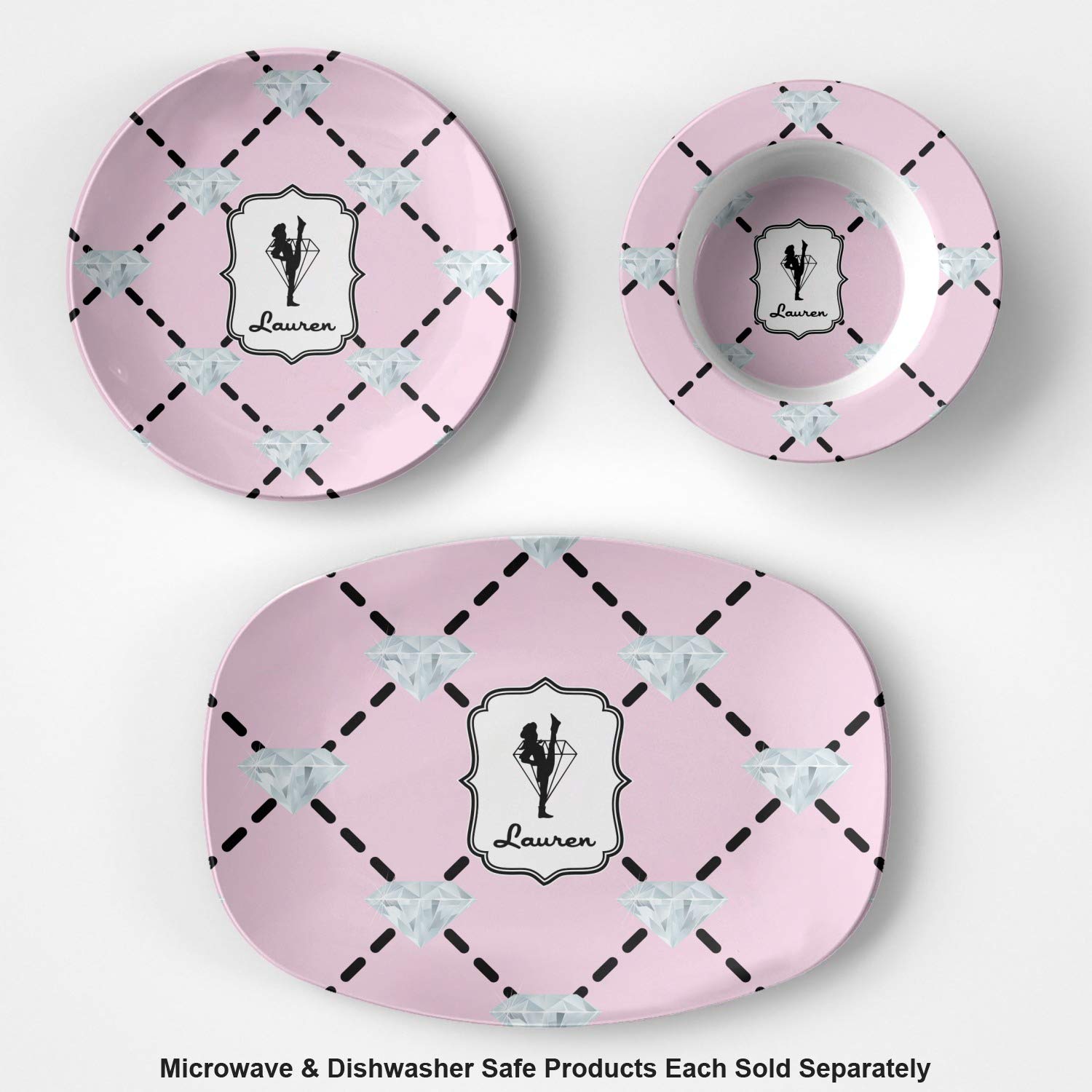 Personalized Diamond Dancers Plastic Bowl - Microwave Safe - Composite Polymer