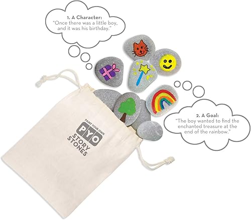 Miniatura 4 de MindWare Pinta tus propias piedras de historia, kit creativo de arte de narración con 16 piedras pintables, pinturas y pinceles, juego de lenguaje