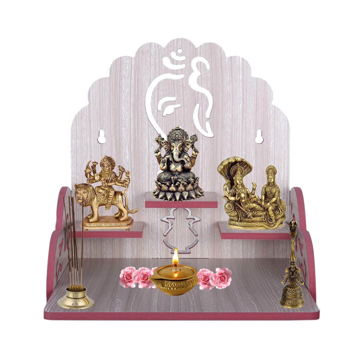 Lakhaji Wooden Wall Mounted Hanging Puja Temple Wood God Stand for Pooja Room (White) (B0CBG15N8R) Amazon Price History, Amazon Price Tracker