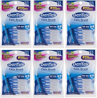DenTek Easy Brush Interdental Cleaners, Brushes Between Teeth, Wide, Mint Flavor, 16 Count, Pack of 6