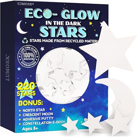 220pcs Glow In The Dark Ceiling Stars With Moon for Night Light Decorations