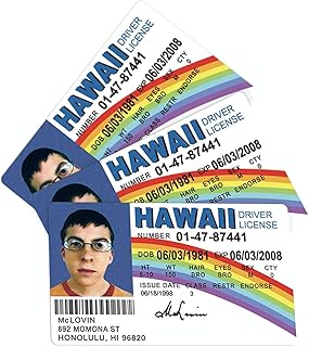 bA1 Gag Gifts - Fun McLovin Joke License ID Card 3 Pack - Funny Gag Gift Prank - McLovin ID Cards for Costume Props