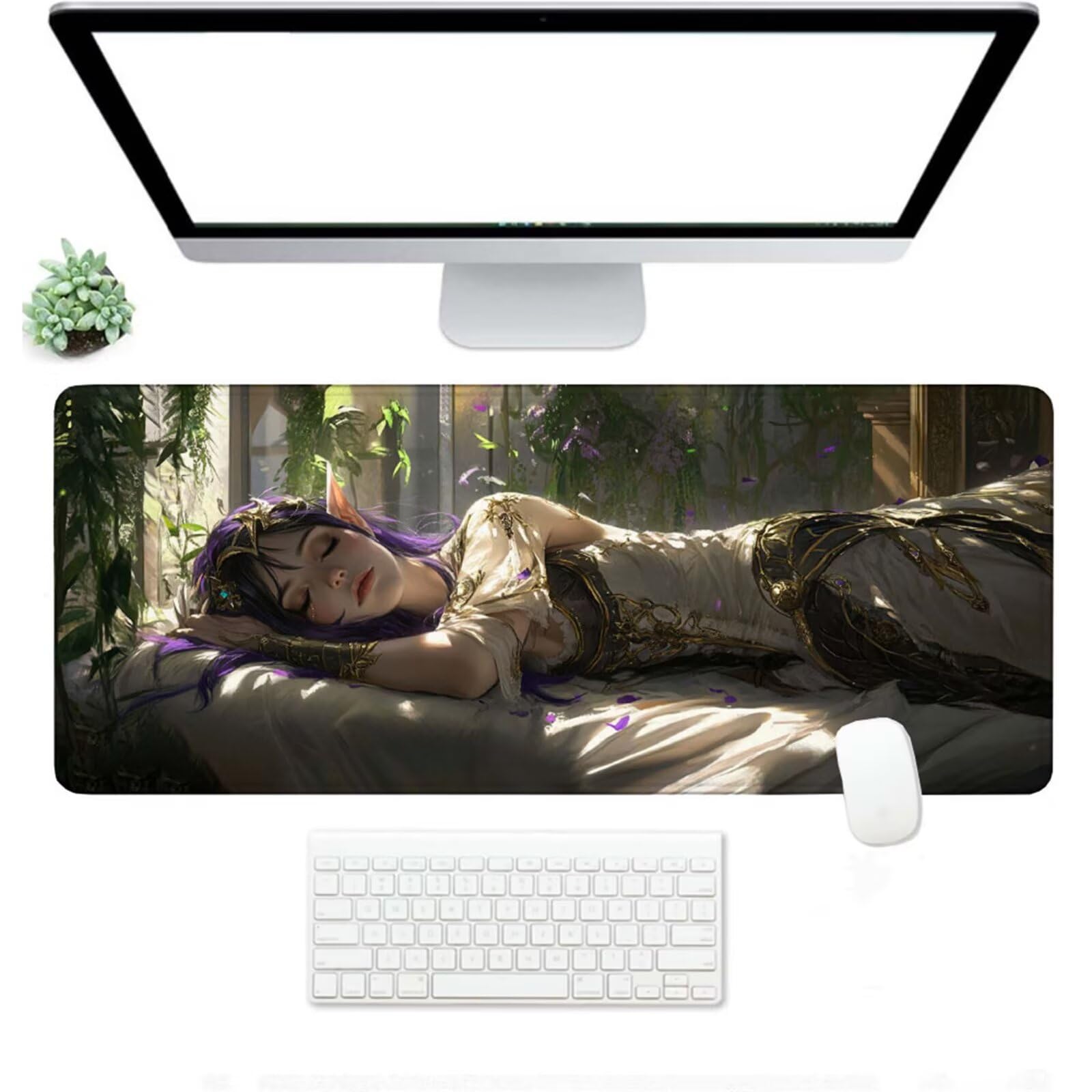 Podkładka pod mysz XXL 1200 x 400 x 3 mm, biała duża podkładka pod mysz z wodoodporną i antypoślizgową gumą dla kobiet pod ręką biurko zszyte krawędzie, poprawia precyzję i szybkość dla gracza W-88