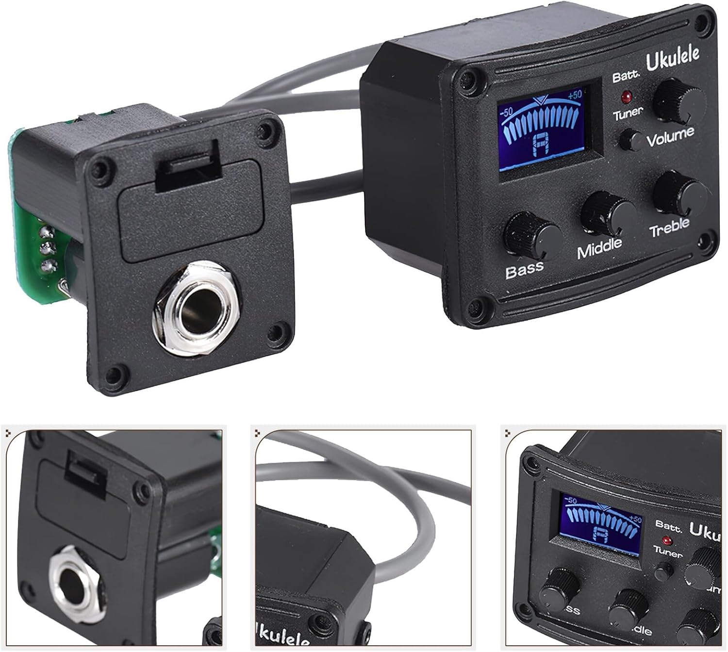 Ukulele Pickup Eq with Lcd Display Tuner Band Equalizer and Volume Control for Ukulele Preamp Amplifier System