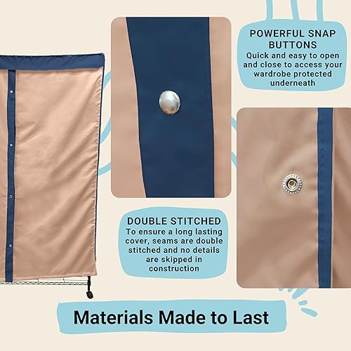 Vista 12 de Formosa Covers Funda portátil para estante de ropa – Protege tu ropa del polvo, mantiene tu habitación organizada en azul glaciar (solo la funda)