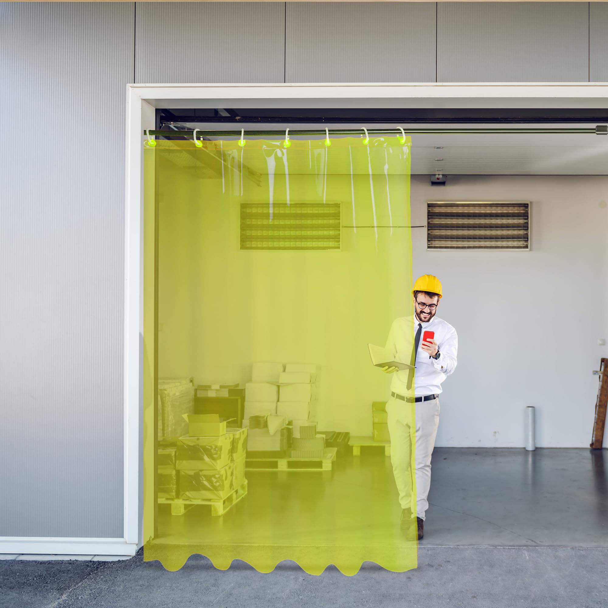 0.5 mm Thick Heavy Quality PVC Sheet, Single Piece, Width 4.5 ft Height 8 ft, Outdoor and Indoor Purpose, Waterproof, Windproof, decreases Outside Noise & dust, AC Curtain, Colour - Yellow-image-44