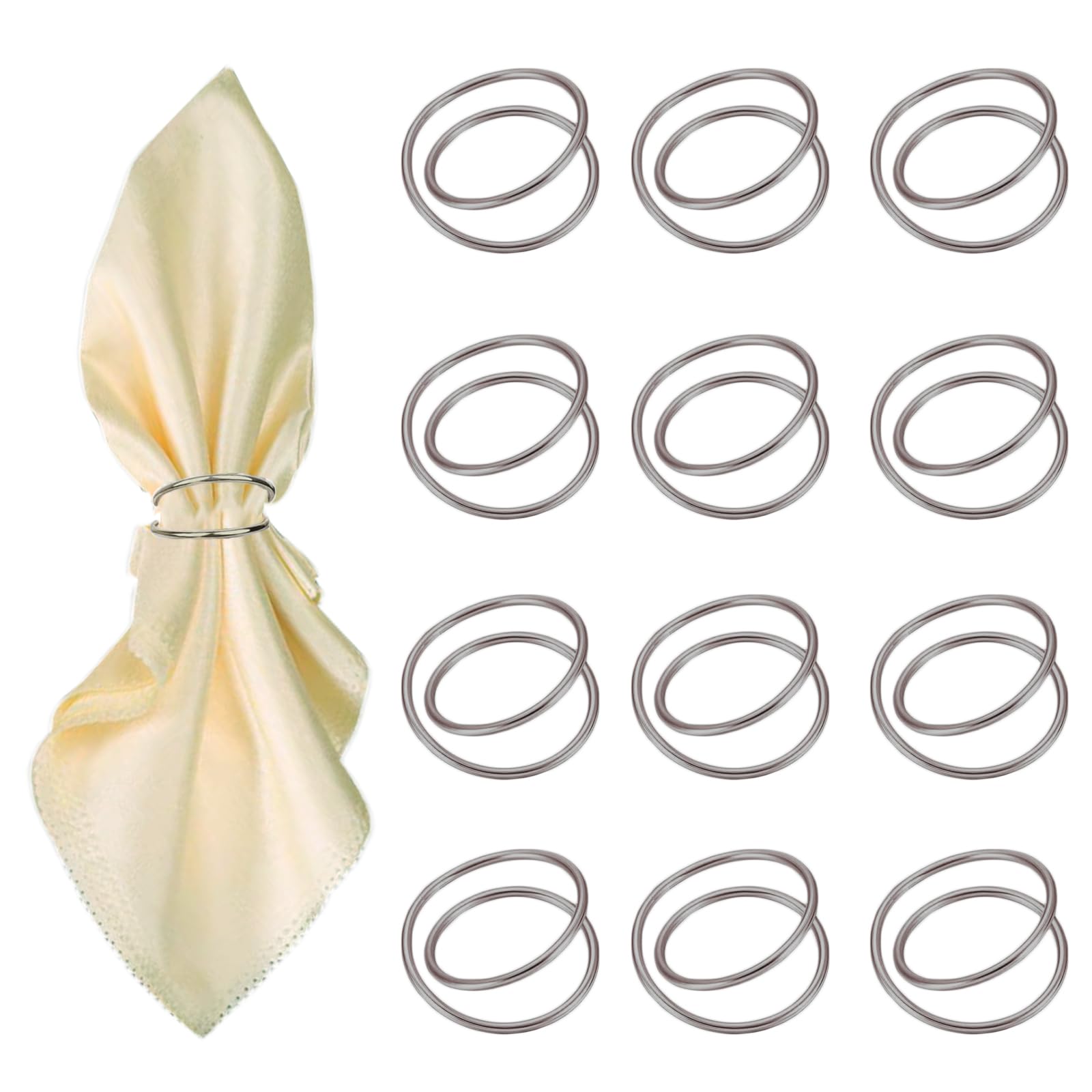 Silver Napkin Rings-12 PCS Metal Spiral Napkin Rings(Spiral) Napkin Holders Buckles for Family Dinner, Wedding, Party,Table Decorations