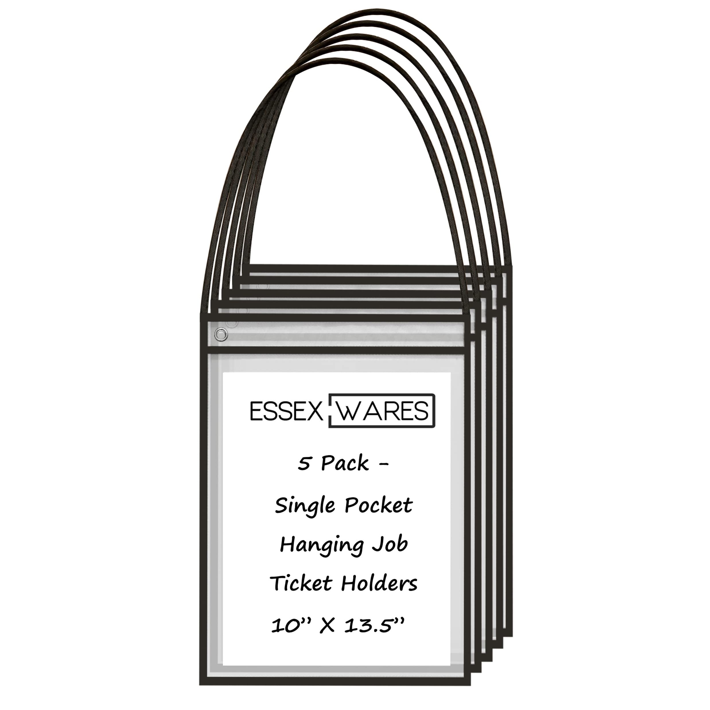 Photo 1 of 5 Pack Single Hanging Job/Shop Ticket Holder (Black) - by Essex Wares - Use in Your Business or in a Classroom. Fits Standard 8.5 X 11 Sheets of Paper and Can be Used as a Dry Erase Pocket.