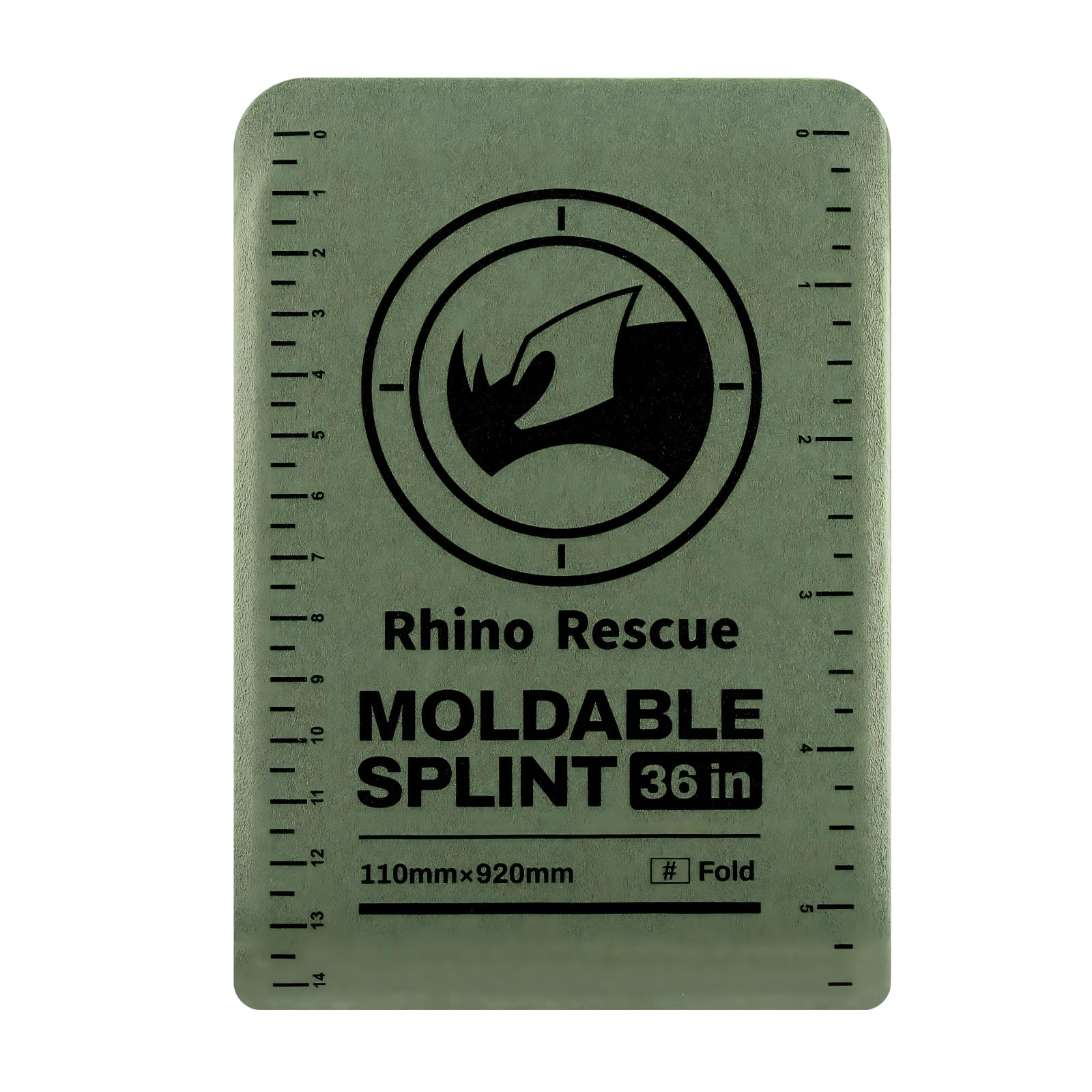 RHINO RESCUE First Aid Moldable Splint 36" X 4.3" Green-Gray (1, Folded)