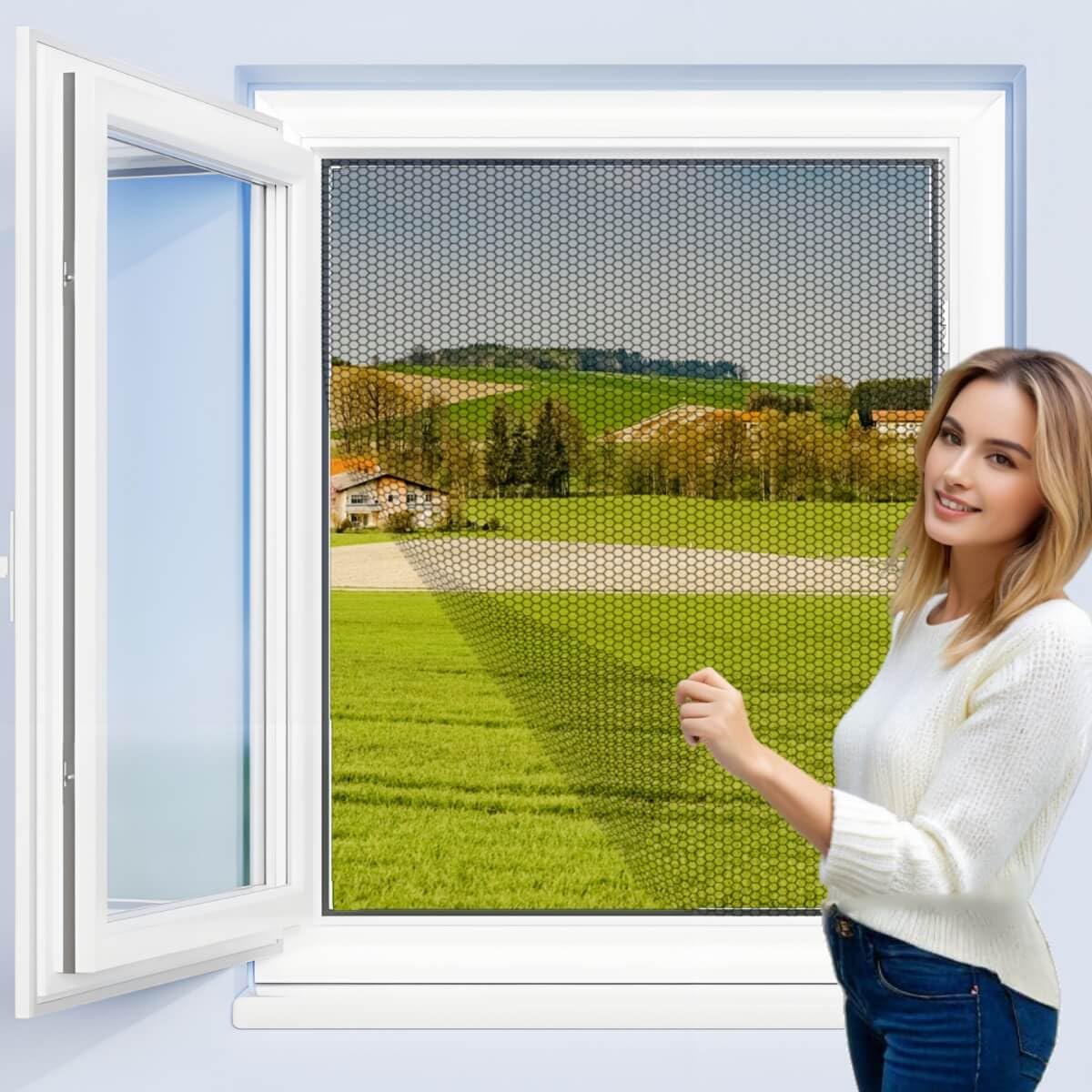 Goaycer Black Fly Screens For Windows, 2Pack Window Net, Mosquito Net Window Mesh Insect Screen, Cut To Size (130 X 150Cm,)