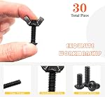 15 Sets Black 1/4"-20 x1 Screw Bolts and Wing Nut Kit 15pcs Machine Screws with Button Head Socket Cap 15pcs Butterfly Hand Twist Tighten Nut Hardware Fitting Fasteners with Hex Key Assortment Kit