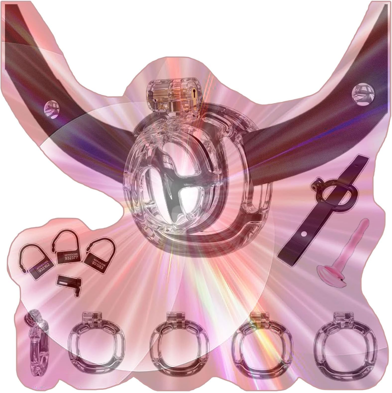 Male Flat Protection Cage Set, Comfortable Flat Cage with 4 Sizes Rings, Waist Belt, Small Tube -USHA27 (M1T)