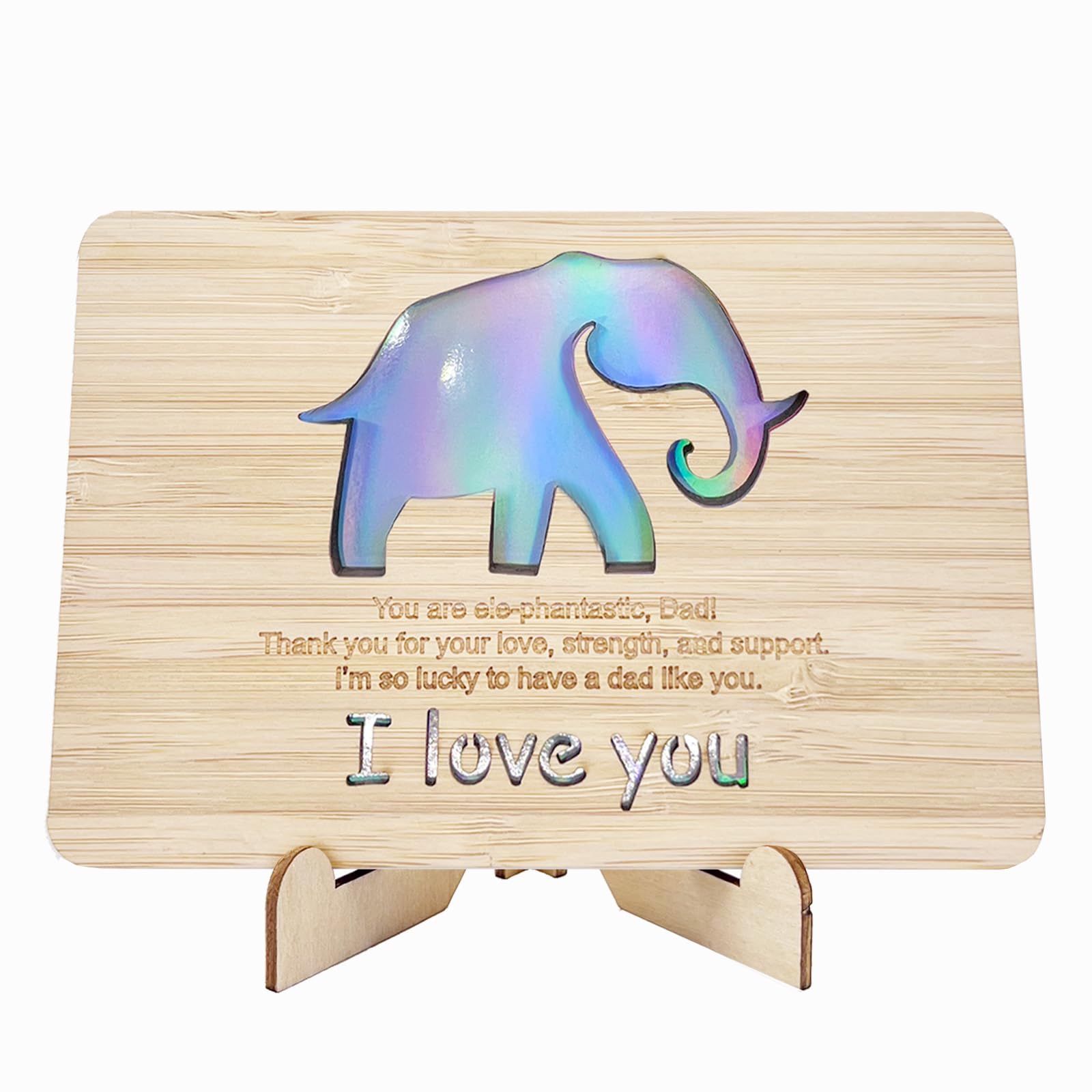 Della Stella Happy Fathers Day Cards,Handmade Wooden Greeting Cards with Display Stand,Wooden Thankyou Card,Father's day Card for Dad