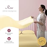 Vista 2 de Carressa Linen Juego de sábanas 100% algodón egipcio, sábanas de lujo de 1200 hilos de algodón egipcio tamaño Queen (4 piezas, beige), suave como