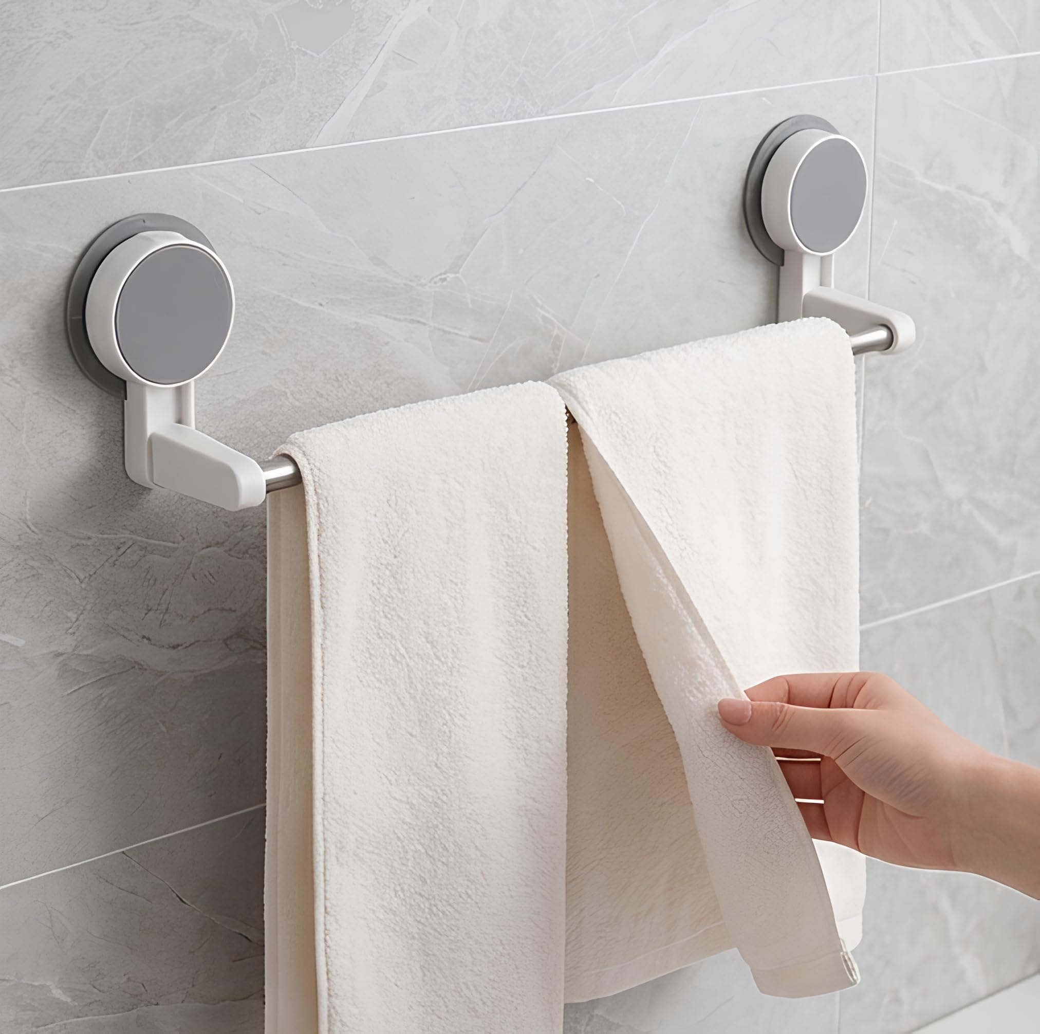 Towel Napkin Holder for Bathroom Wall No Drill, Dual Arm Adjustable Towel Bar, Heavy Duty Suction Cup Towel Rack for Tile Kitchen, Removable Stainless Steel Towel Rod, Strong Hold Organizer-image-33