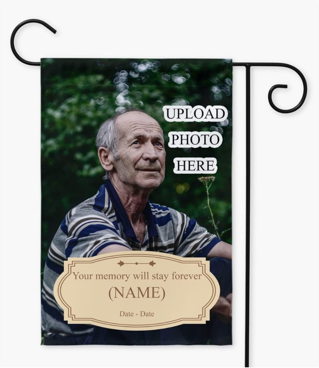 Personalized Memorial Name Photo Yard Flag Grave Decoration Customized Picture Name Bereavement Yard Flag Gravesite Decor Unique Custom Loss of Loved One Nana Sympathy Yard Flag (18x27)