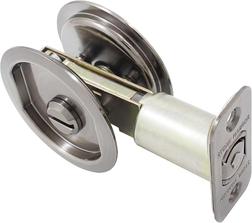 Stone Harbor Hardware Cerradura de puerta de bolsillo redondo, función de privacidad, fondo de 2-34", níquel antiguo
