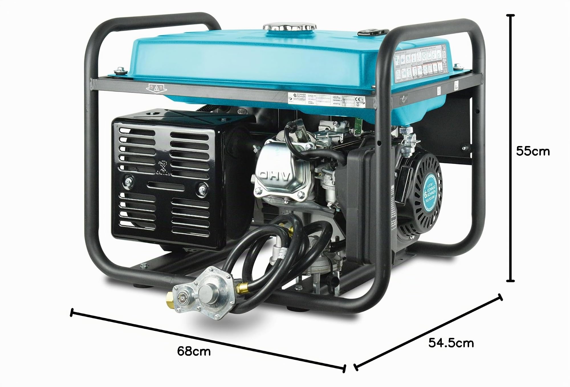 Generador de doble combustible (gasolina y gas) KS 7000E G, generador electrico gasolina5500W,1x16A,1x32 (230V),12V, generador 4 tiempos con (AVR),indicador aceite,protección ante sobrecargas