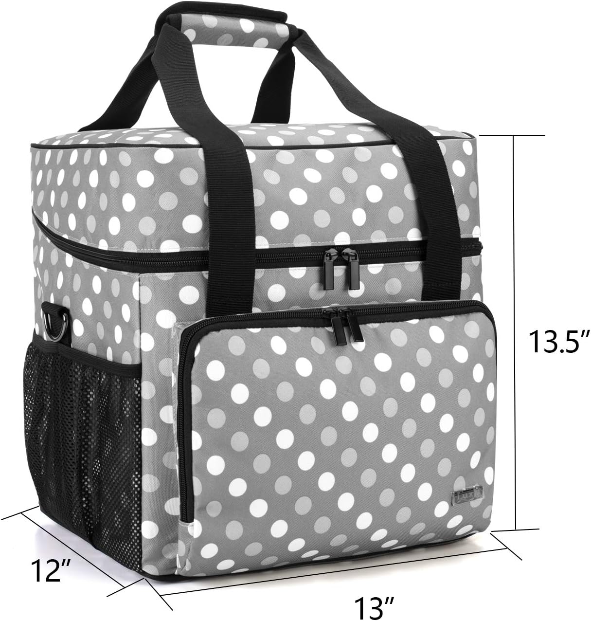 LUXJA Serger Case for Most Standard Overlock Machines, Serger Bag with Accessories Storage Pockets (Patented Design), Gray Dots