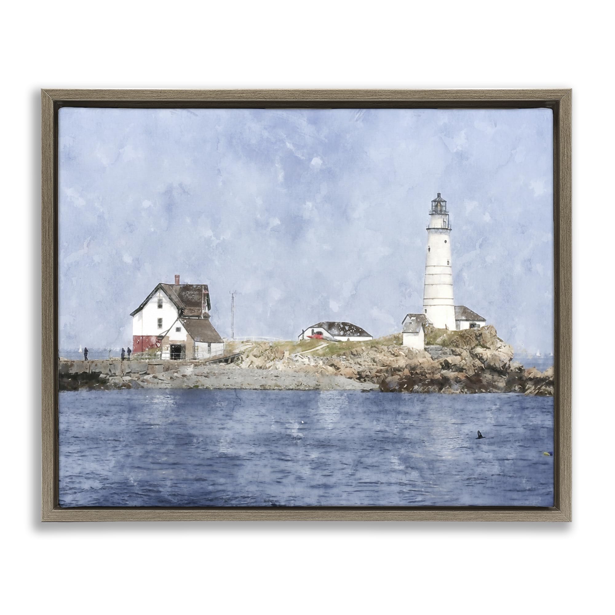 Stupell Industries Montalcino Elm (Textured) 'Picturesque Lighthouse Island'| Floating Frame Canvas Art