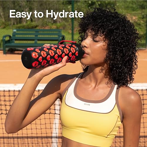 Miniatura 873 de ENCOOL Botella de agua aislada con popote, de acero inoxidable, a prueba de fugas, sin BPA, al vacío de doble pared que se mantiene fría durante 24