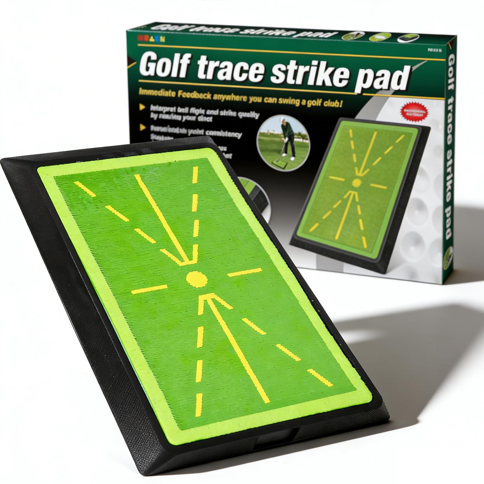 17x12" Golf Swing Training Mat with Swing Path Feedback – Anti-Slip Rubber Base Golf Practice Hitting Mat for Indoor & Outdoor Use – Instant Visual Feedback Trainer Aid for Beginners & Advanced Golfer