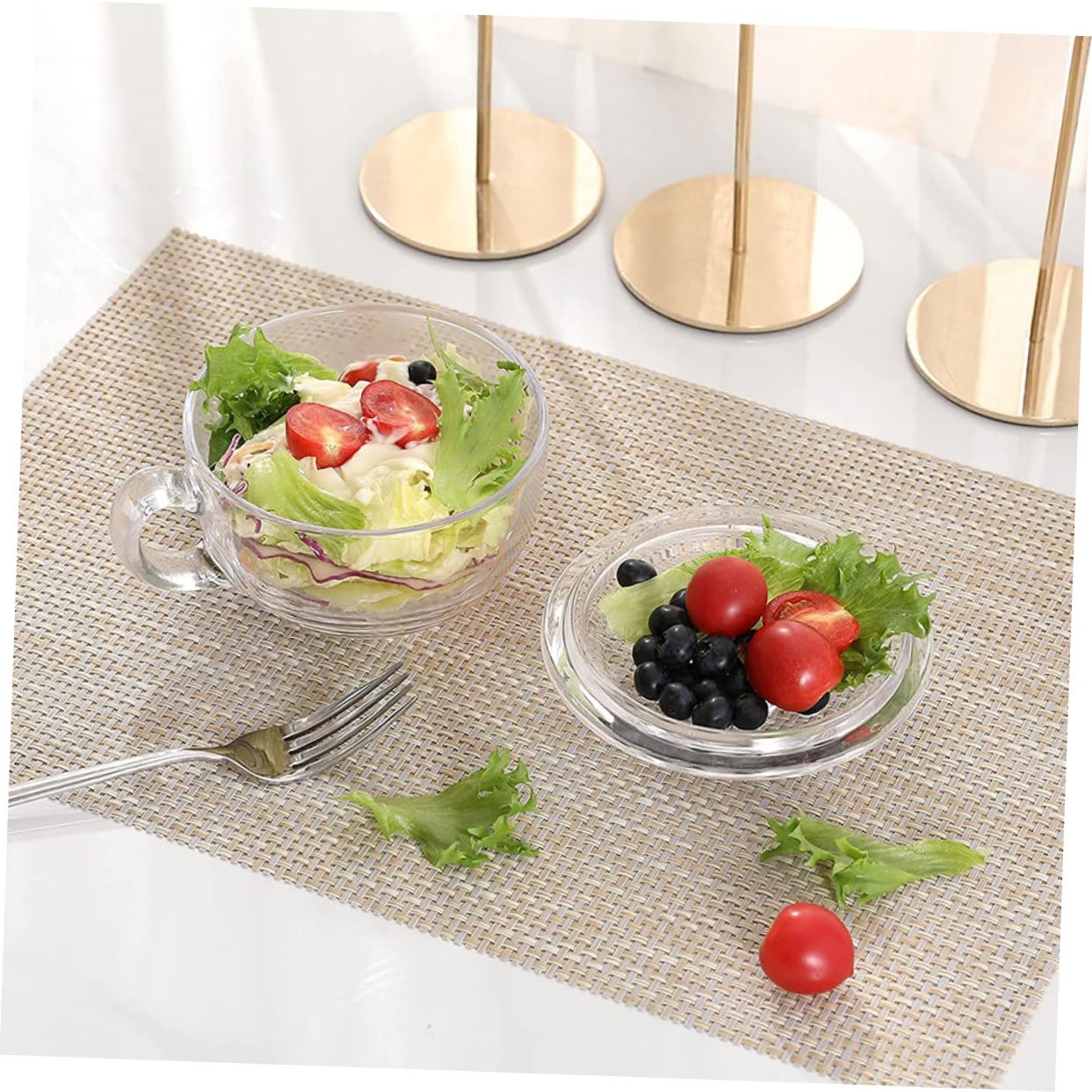 Müslischale Praktische und Langlebige mit Deckel und Henkel 450ml aus Glas Frühstücksschale für Zuhause und Restaurantküche