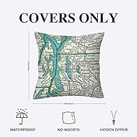 Vista 2 de Seattle Map - Fundas de almohada impermeables para exteriores, 16 x 16 pulgadas, diseño de mapa de viaje, retro, impermeable, decorativa