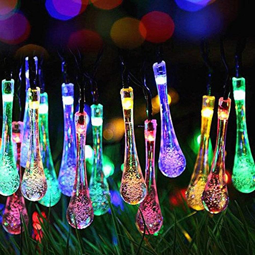 Light String Solar String Lights Water Drop Solar Lights for Garden 5m 20LED Solar Raindrop String Lights for Garden Yard Home Patio (Multicolor)