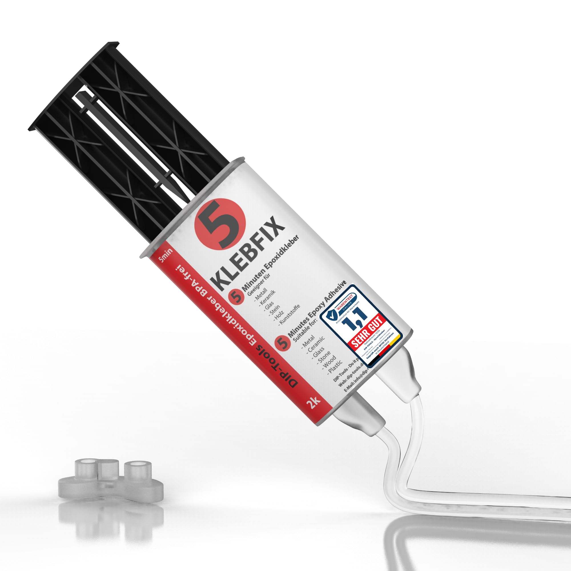 DIP-Tools Wiederverschließbarer Epoxidharz 2k Kleber - 2 Komponenten Kleber, Epoxidharz mit Härter, Epoxy Resin - Metallkleber, Alleskleber (1x25ml)